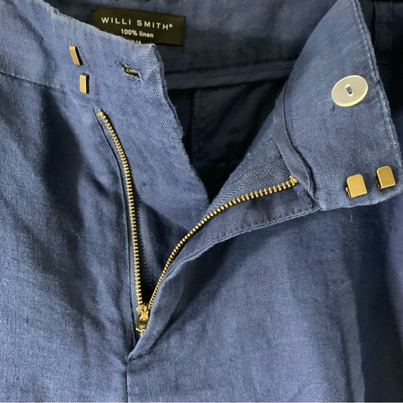 2/$35 Willi Smith Navy 100% linen 4” shorts - Picture 2 of 7